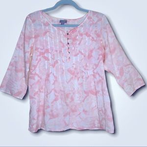 J. JILL soft pink tie dye 3/4 length sleeve blouse